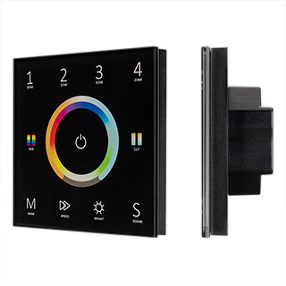 Фото №1  Arlight Панель Sens SMART-P67-MULTI Black (230V, 4 зоны, 2.4G) ( IP20 Пластик, 5 лет)