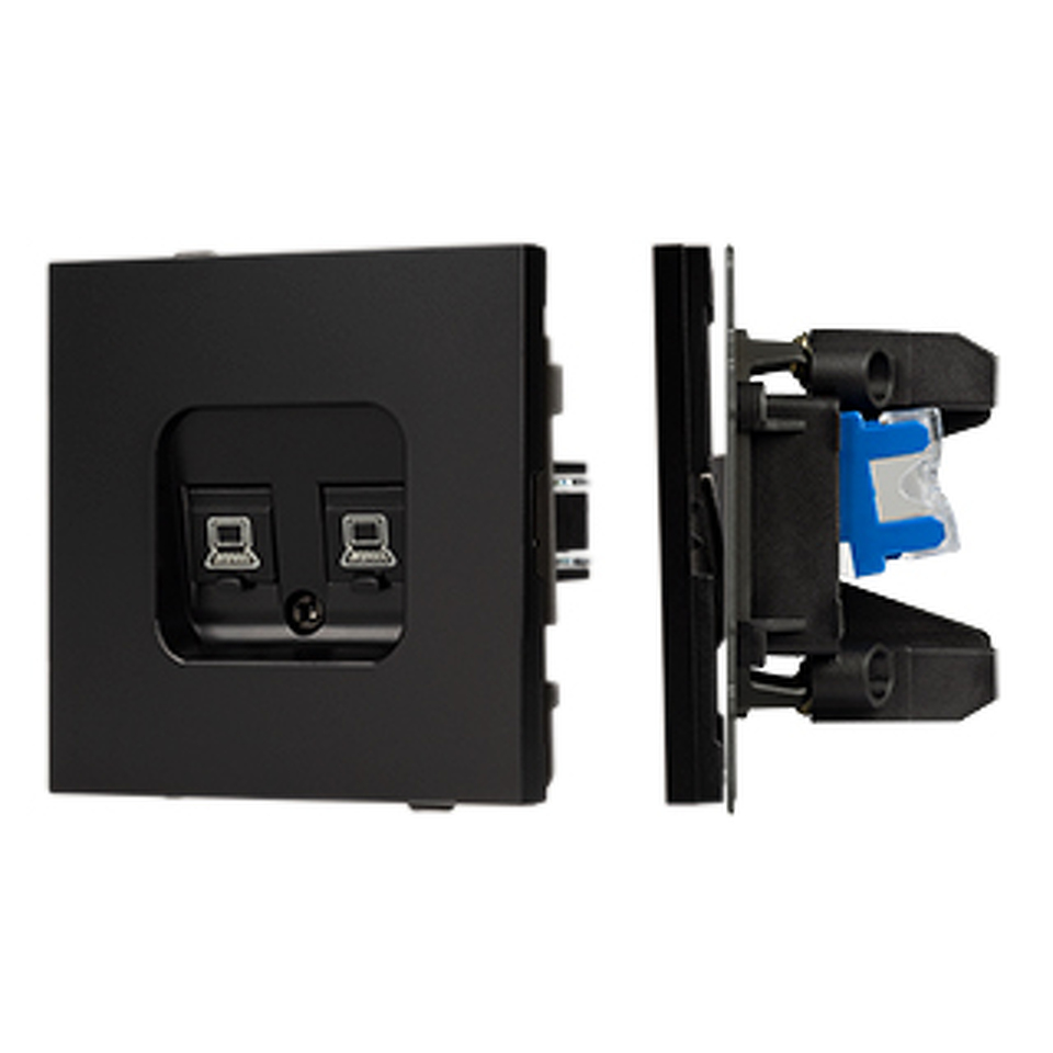 Фото №1  Розетка Arlight Механизм компьютерной розетки двойной SCT-TENDO-MPC2-PL-BK (RJ-45, CAT6) ( Черный)