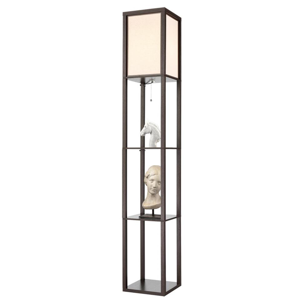 Фото №12  Торшер LUMION 8090/1F COMFI LN26 460 кофейный/белый, дерево/текстиль Торшер Е27 1*60W 220V PRACTIC