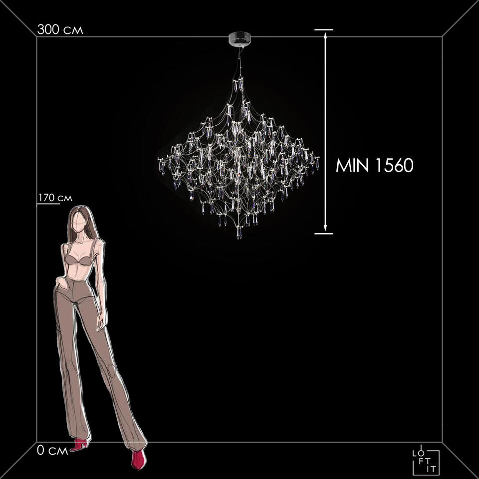 Фото №9  Подвесной светильник 10259/1200 Silver Asfour Подвесной светильник LOFT IT Mira