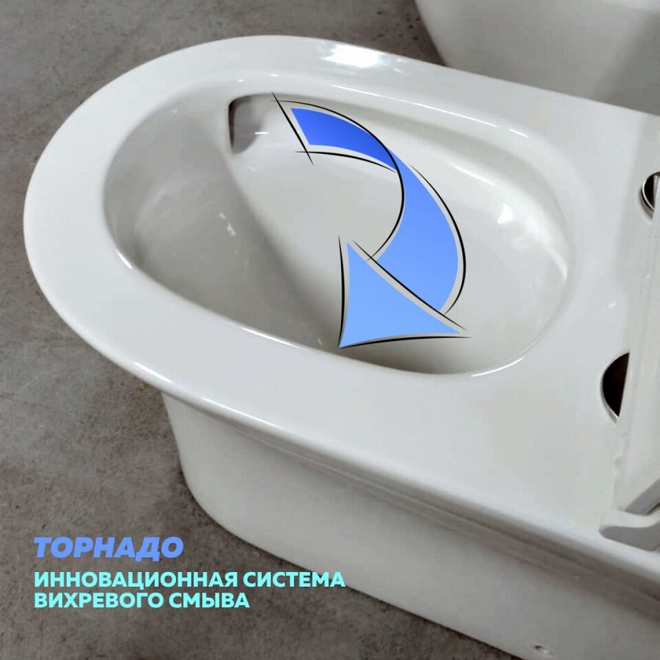Фото №16  Унитаз Teymi Унитаз напольный Ellie VORTEX безободковый, сиденье Дюропласт микролифт T40206