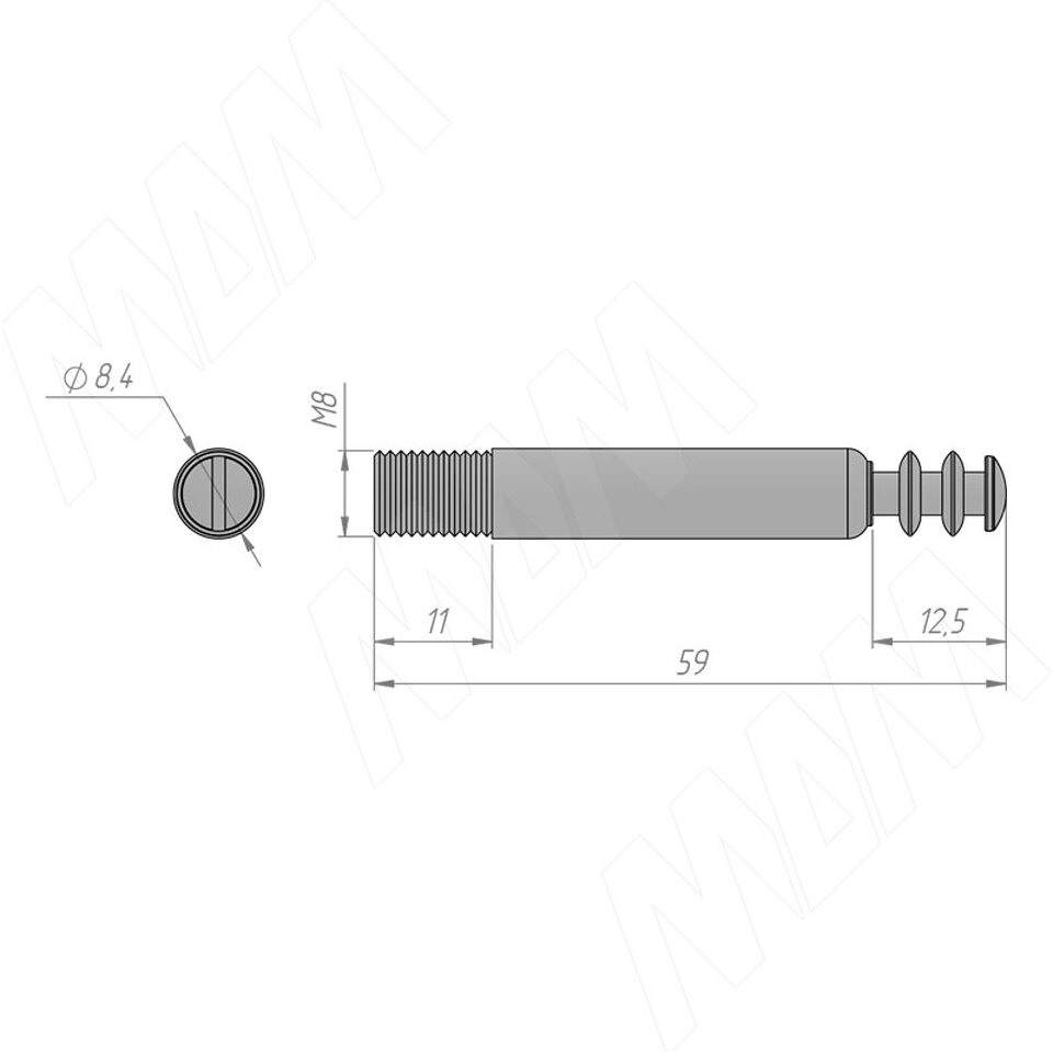 Фото №2  PULSE Шток M8х55 для эксцентриковой стяжки D35 (SB-55X9.M8)