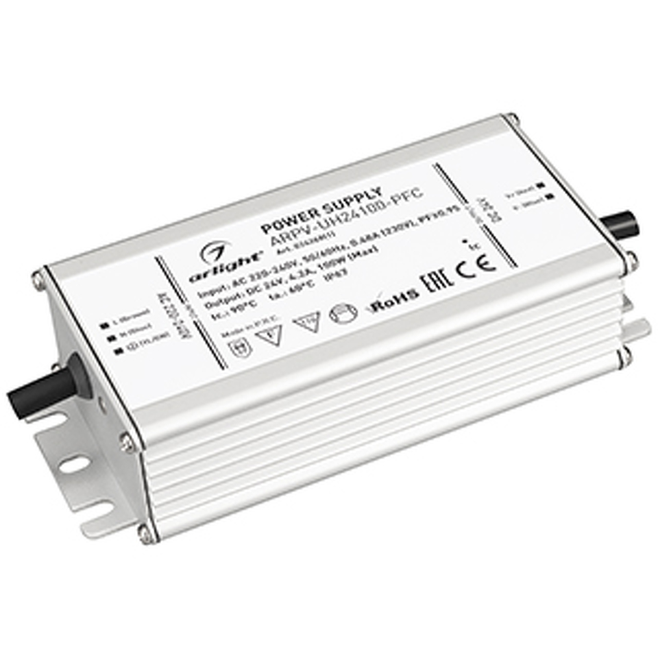Фото №1  Arlight Блок питания ARPV-UH24100-PFC (24V, 4.2A, 100W) ( IP67 Металл, 7 лет)
