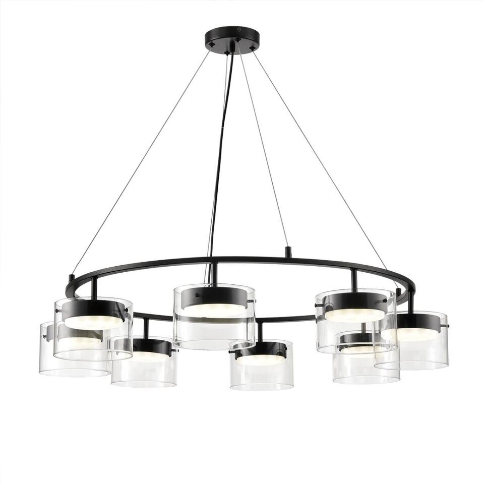 Фото №7  LUMION 8232/8Y УЦЕНКА(НЕВОЗВРАТНЫЙ ТОВАР) COMFI LN25 000 черный/прозрачный, металл/стекло Светильник подвесной LED GX70 8*10W 220V NATALINA