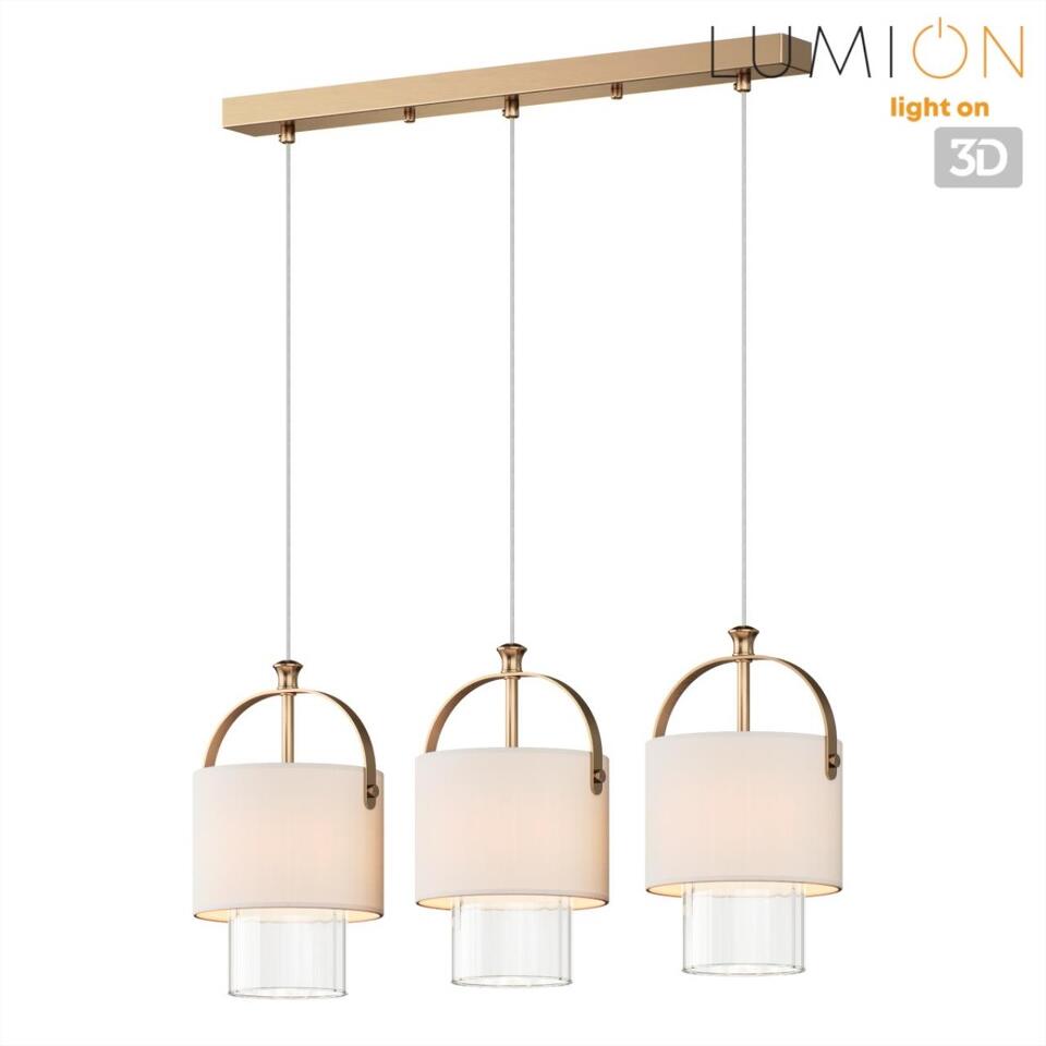 Фото №8  Подвесной светильник LUMION 6593/3A MODERNI LN26 406 латунь/белый, металл/текстиль, стекло Подвес E14 3*40W 220V JANE