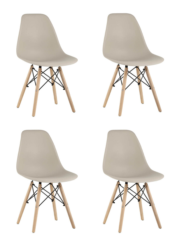 Фото №10  Стул Eames Style DSW бежевый x4 (разборный каркас)
