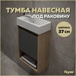 Превью фото №1  Teymi Тумба подвесная Nura 37, дуб эврика/графит матовый