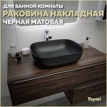 Превью фото №1  Раковина Teymi Раковина Solli 50 artceramic, накладная, Черная Матовая T50392