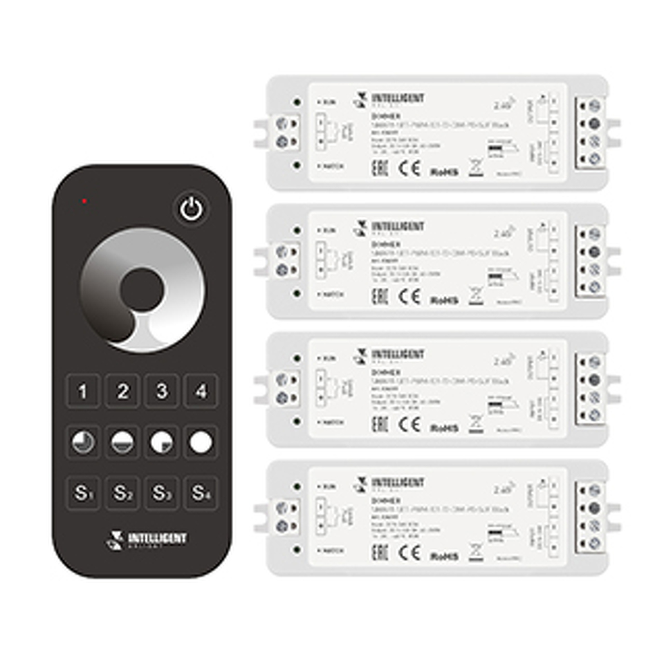 Фото №1  IARL INTELLIGENT ARLIGHT Диммер SMART-SET-PWM-101-72-DIM-PD-SUF Black (5-36V, 1x8A, x4, ПДУ 13кн, 2.4G) ( IP20 Пластик, 5 лет)