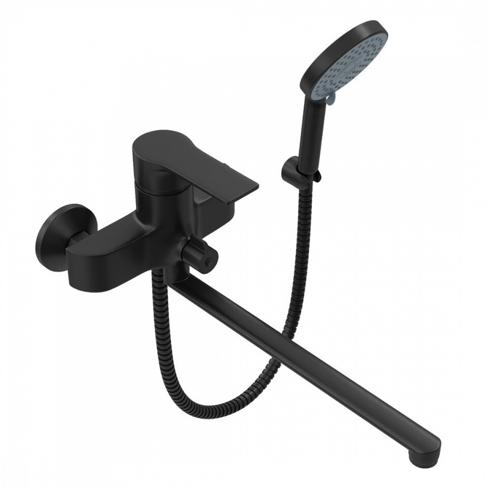 Фото №11  Watersense Смеситель для ванной с длинным изливом Lori, черный матовый T10267
