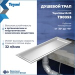 Превью фото №3  Teymi Душевой трап Aina под плитку, с сухим затвором, вертикальный выпуск 10х30 c решеткой, нержавеющая сталь T90353