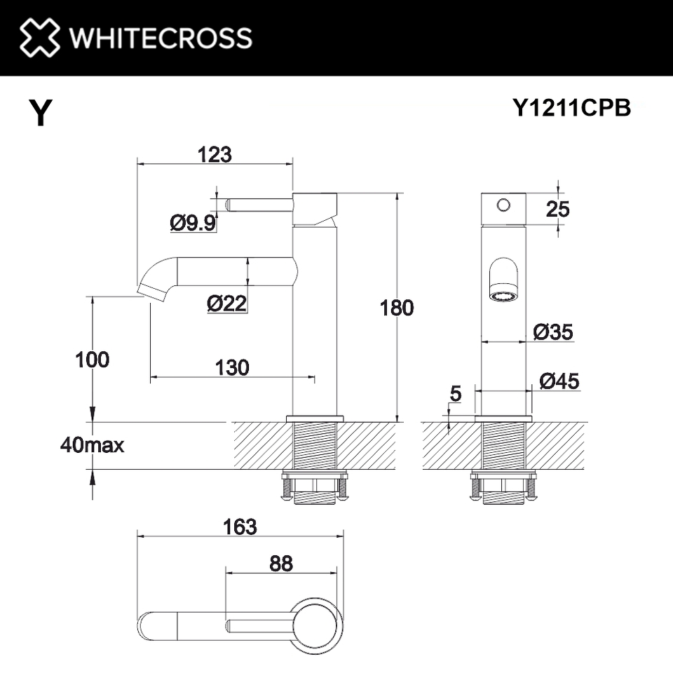 Фото №3  Смеситель для умывальника WHITECROSS Y Y1211CPB (брашированная медь)
