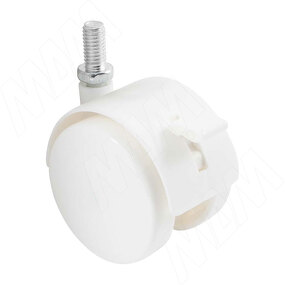 Фото PULSE Опора двухколесная с винтом M10, D50 мм, со стопором, белая (OK-50/2-CT/WH),  Мебельное колесо