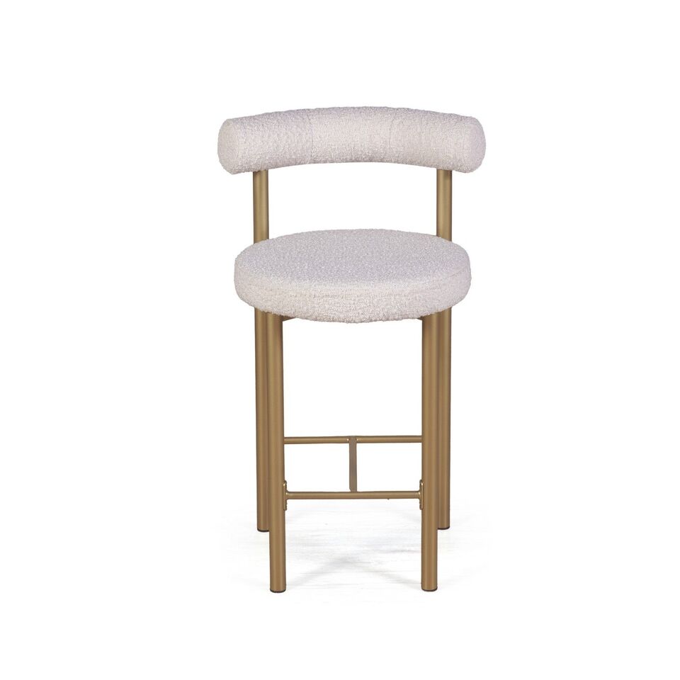 Фото №6  Top concept Стул полубарный Бигги, букле Turin ivory / опоры золото