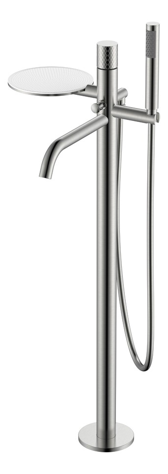 Фото №2  Boheme Смеситель STICK напольный Nickel Brush c ручкой DIMOND