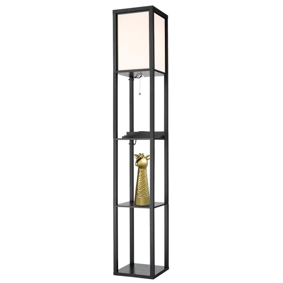 Фото №12  Торшер LUMION 8093/1F COMFI LN26 460 черный/белый, дерево/текстиль Торшер Е27 1*60W 220V PRACTIC