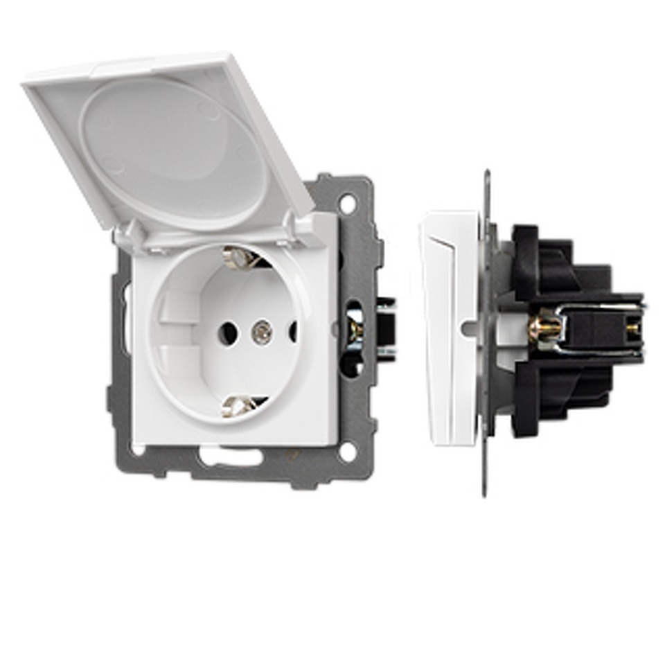 Фото №1  Розетка Arlight Механизм розетки влагозащищённый SCT-MCP-PL-WH-V (250V, 16A) ( -)
