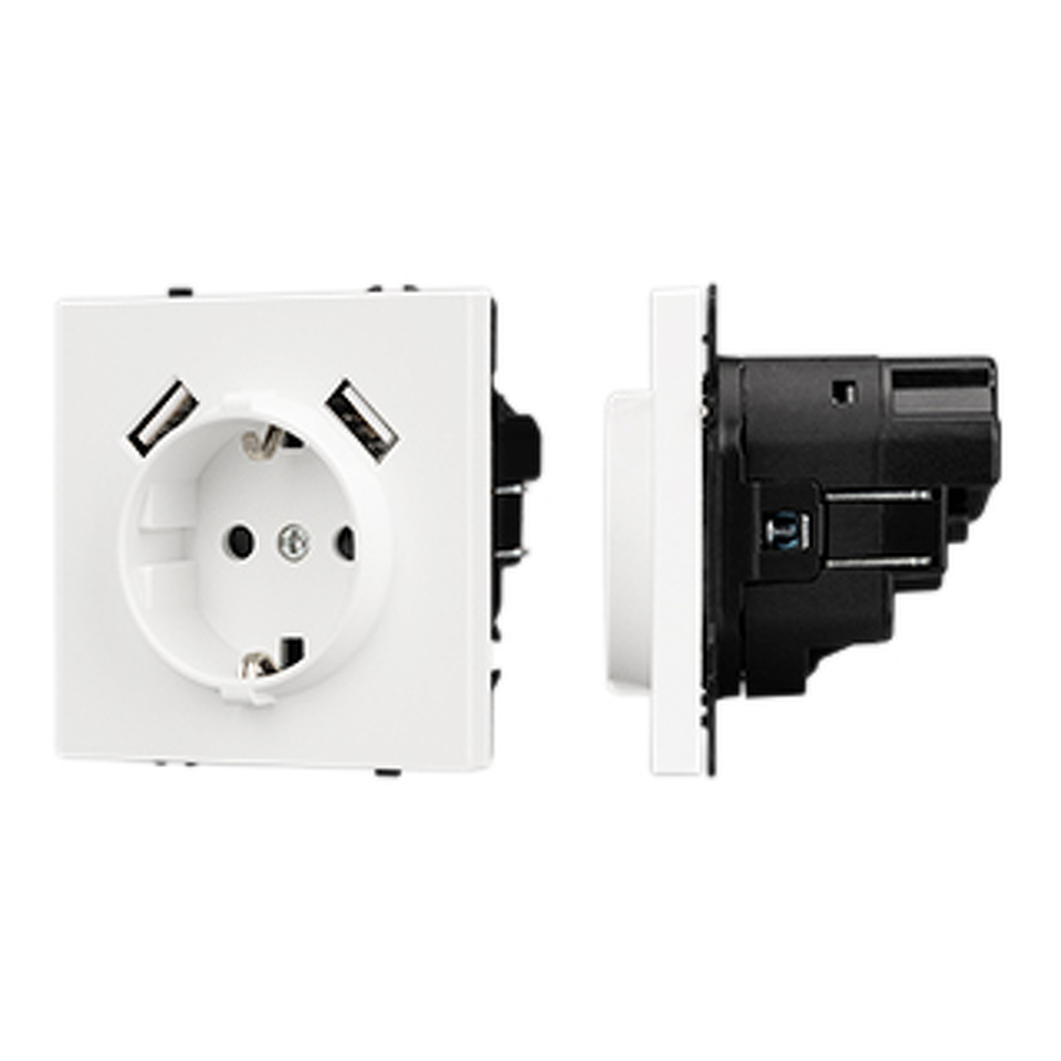 Фото №1  Розетка Arlight Механизм розетки с USB зарядкой SCT-NOBE-MUAA-SFPL-WH (230V, 16A) ( Белый кварц)