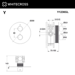 Превью фото №3  Смеситель термостат скрытого монтажа на 2 потребителя WHITECROSS Y Y1236GL (золото)