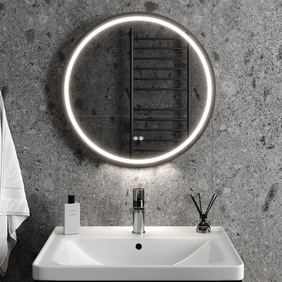 Фото №32  Watersense Зеркало Lina Supernova Black D60, LED подсветка, сенсор, антипар T20122