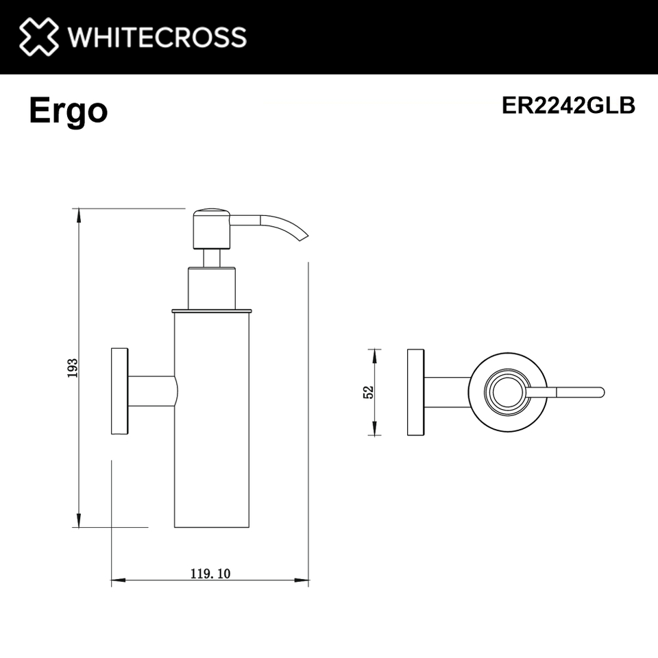 Фото №2  Дозатор для жидкого мыла подвесной WHITECROSS Ergo ER2242GLB (брашированное золото)