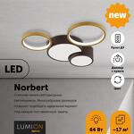 Превью фото №4  Люстра LUMION 5255/64CL LEDIO LN23 000 черный, матовое золото Люстра потолочная диммир. с ДУ LED 64W 220V NORBERT