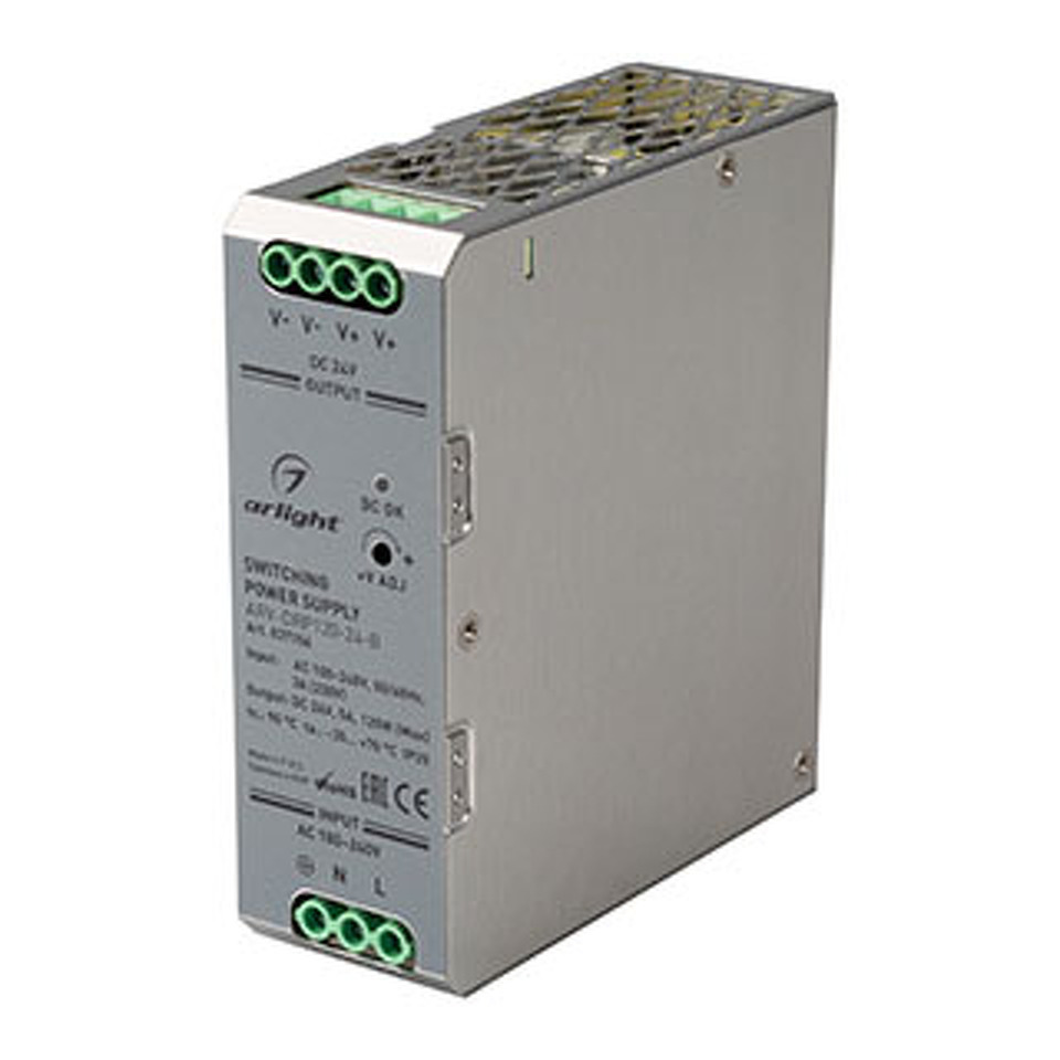 Фото №1  Arlight Блок питания ARV-DRP120-24-B (24V, 5A, 120W) ( IP20 Металл, 5 лет)