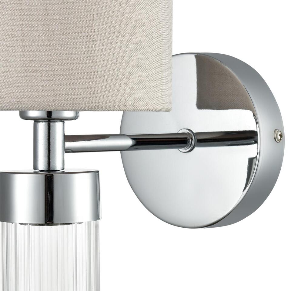 Фото №8  LUMION 6585/1W MODERNI LN26 060 хром/бежевый, металл/текстиль, стекло Бра E14 1*40W 220V ARNIKA
