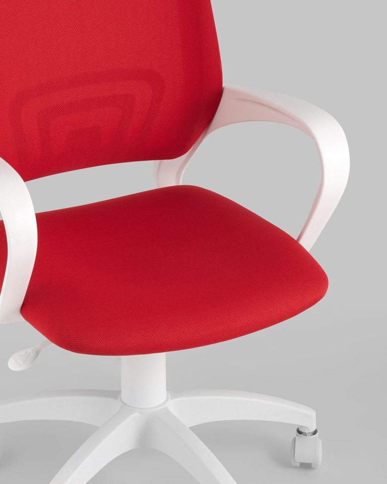 Фото №9  Кресло Кресло офисное TopChairs ST-BASIC-W красная ткань крестовина белый пластик