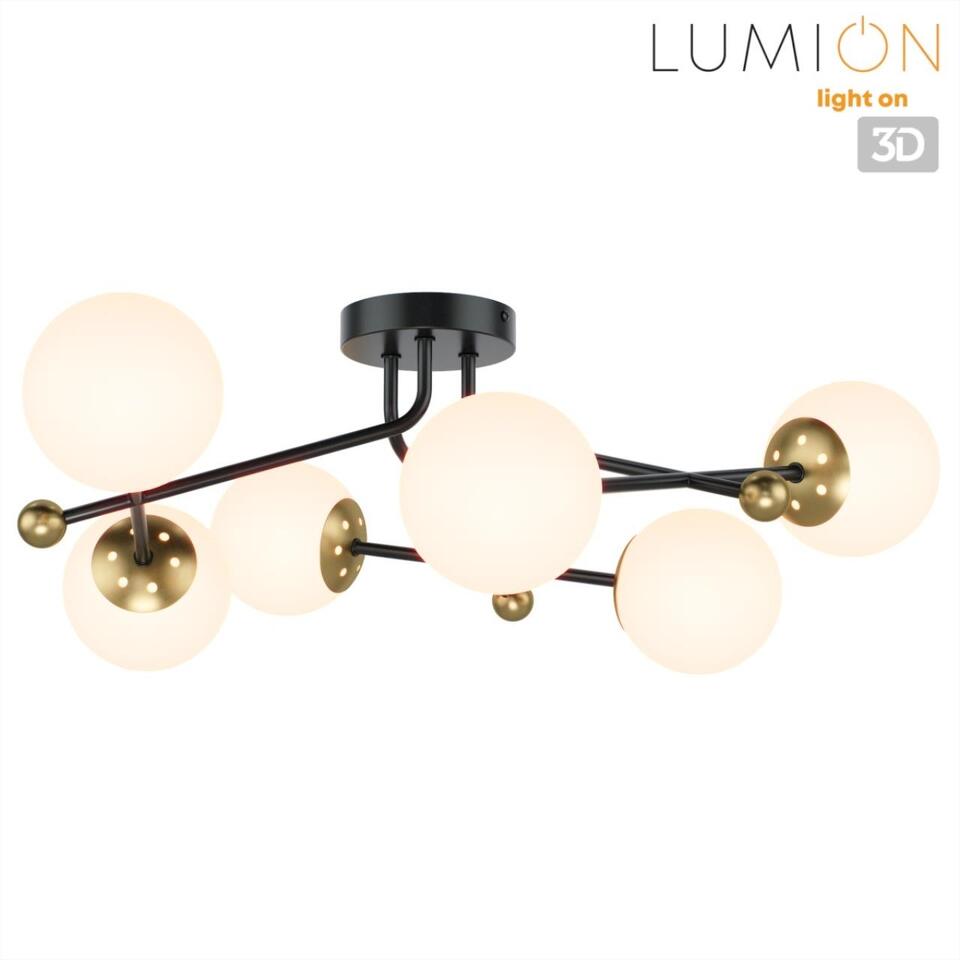 Фото №6  Люстра LUMION 6581/6C MODERNI LN26 174 черный, золотой/белый металл  /стекло Люстра потолочная E14 6*40W 220V MELODY