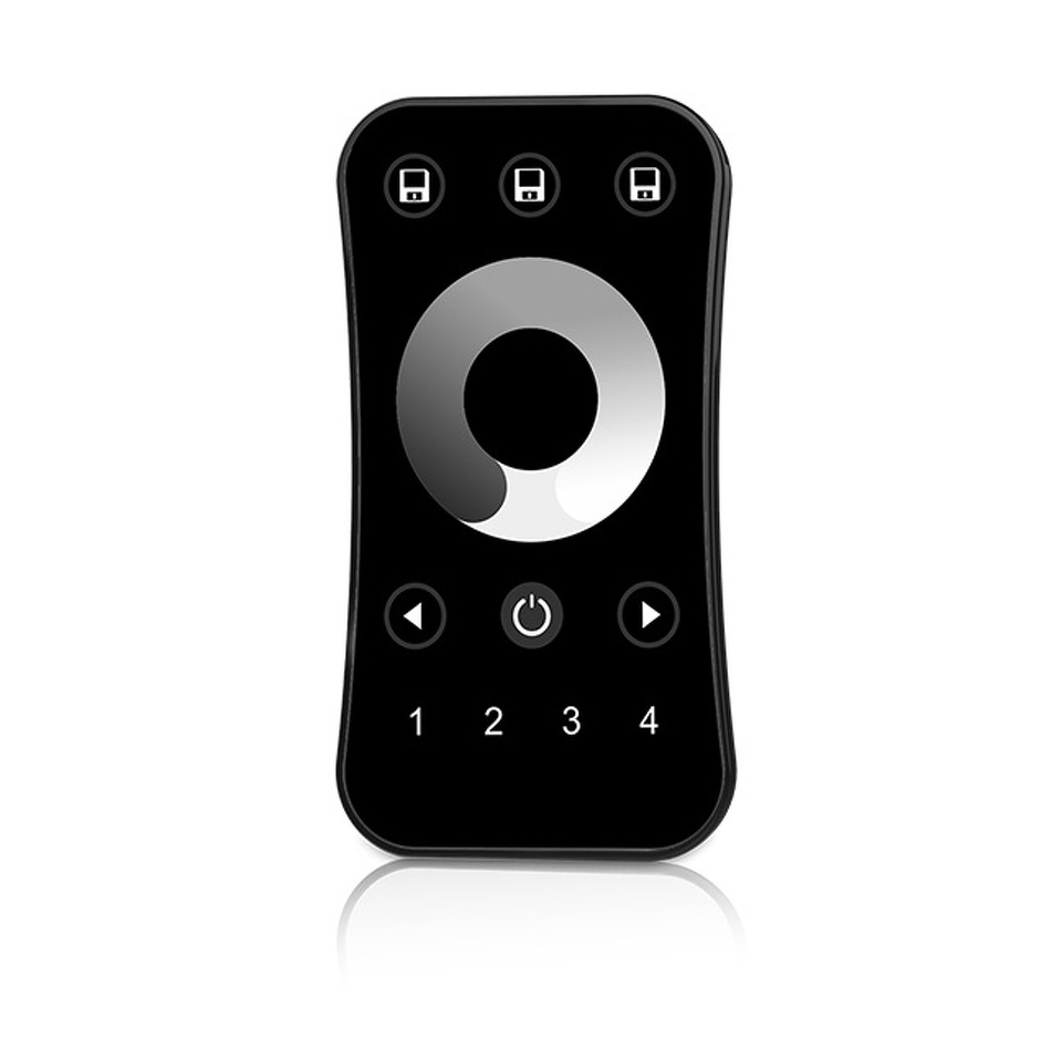 Фото №1  IARL INTELLIGENT ARLIGHT Пульт SMART-801-52-4G-3SC-DIM Black (3V, 2.4G) ( IP20 Пластик, 5 лет)
