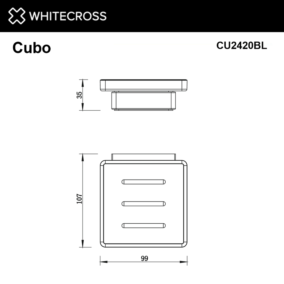 Фото №2  Мыльница подвесная WHITECROSS Cubo CU2420BL (черный мат)