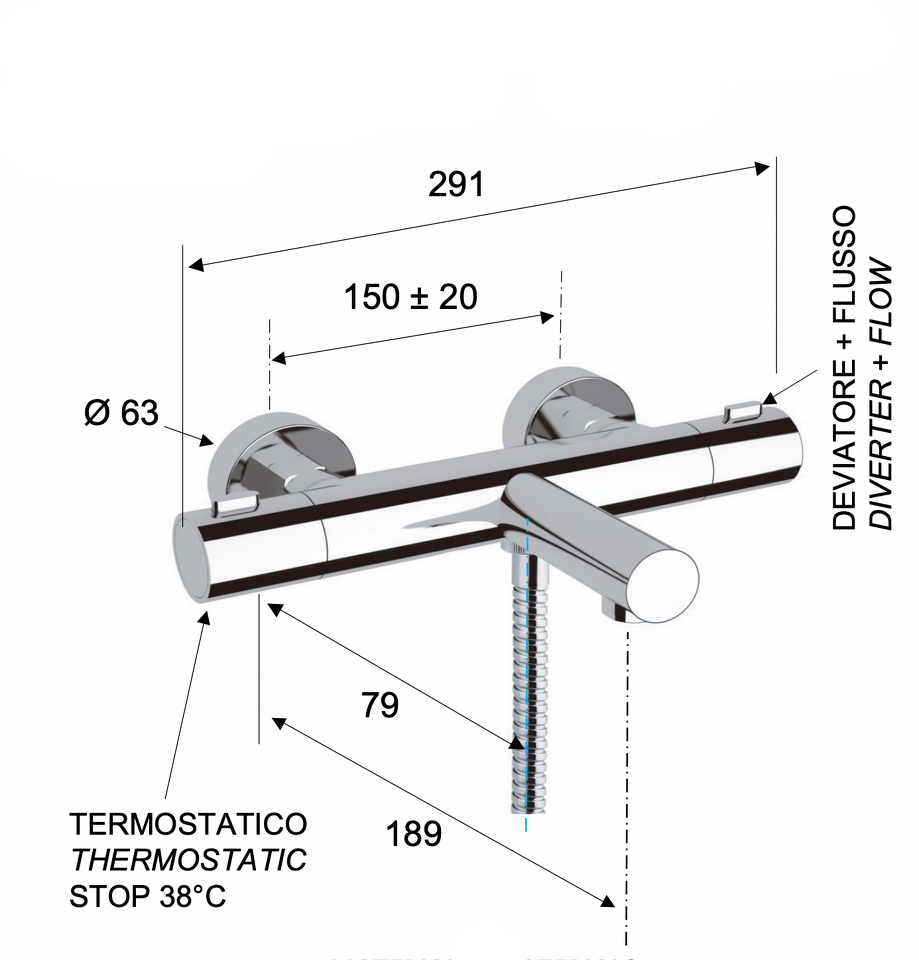 Фото №2  Смеситель термостатический для ванны Remer Elegance EQ05