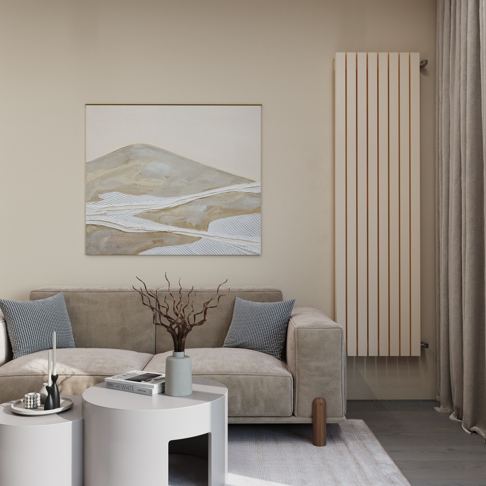 Фото №3  Радиатор Asthetik  60 V 60x60 1500 -7, Низ лево, 9005 RAL черный мат