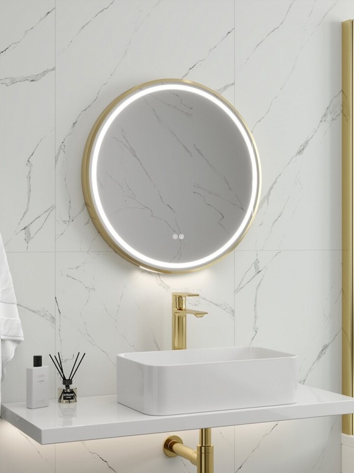 Фото №32  Teymi Зеркало Lina Supernova Gold D60, LED подсветка, сенсор, антипар T20121