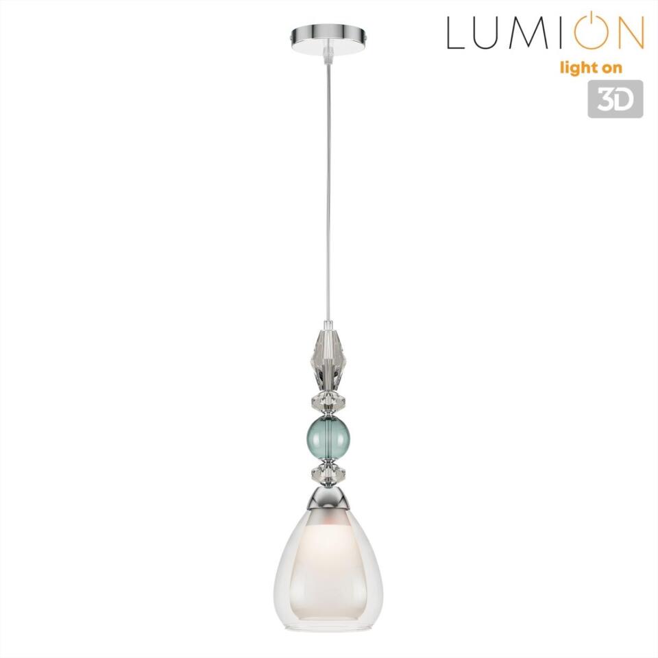Фото №7  Подвесной светильник LUMION 8293/1A MODERNI LN26 367 хром/белый/прозрачный, металл/стекло/хрусталь Подвес E27 1*60W 220V GANNA