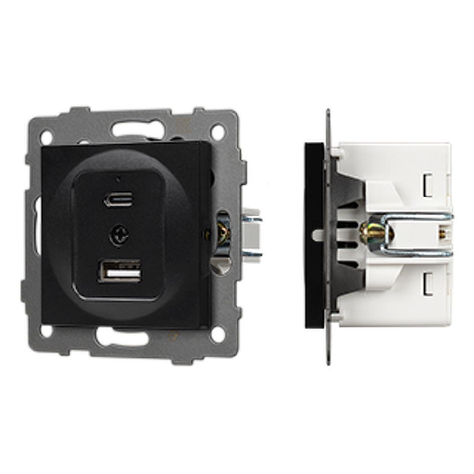 Фото №1  Розетка Arlight Механизм USB розетки SCT-MUAC-PL-BK-V (5V, 3A, QC4) ( -)