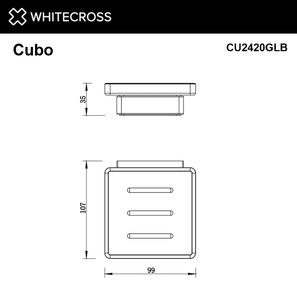 Фото №2  Мыльница подвесная WHITECROSS Cubo CU2420GLB (брашированное золото)