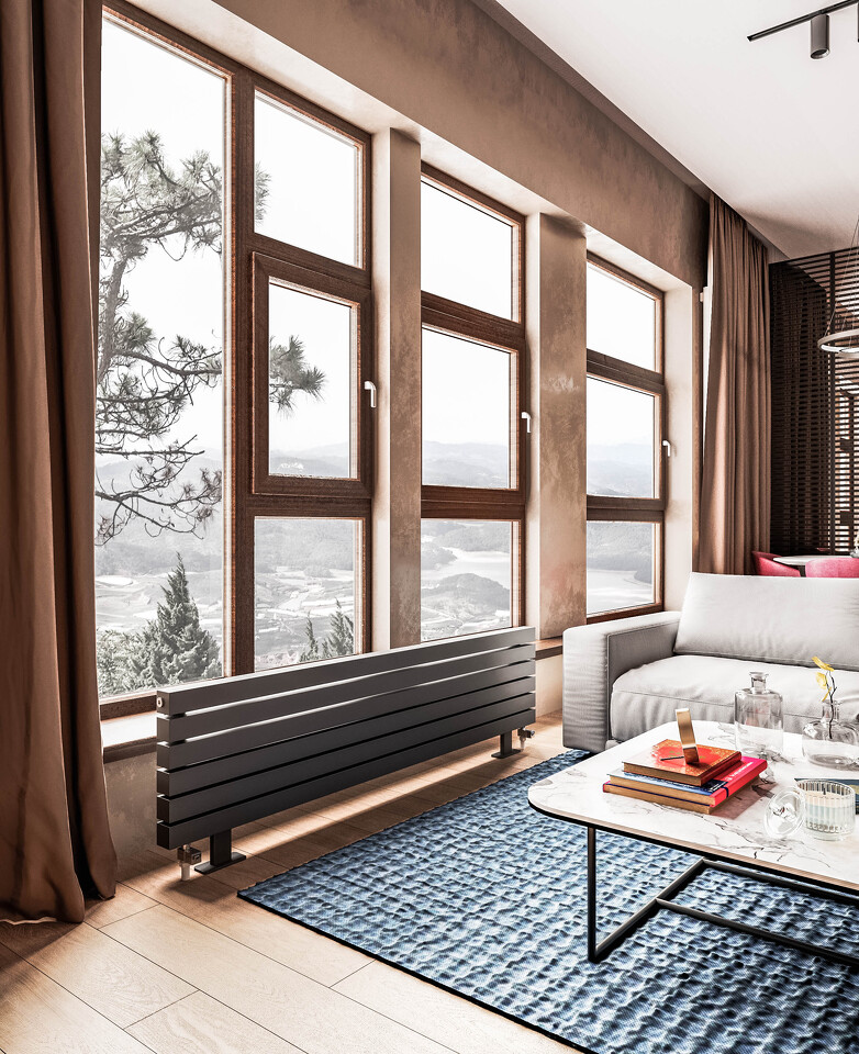 Фото №3  Радиатор Warmmet Power 60HN ширина 750 мм секций 7 цвет черный тип подключения: нижнее левое