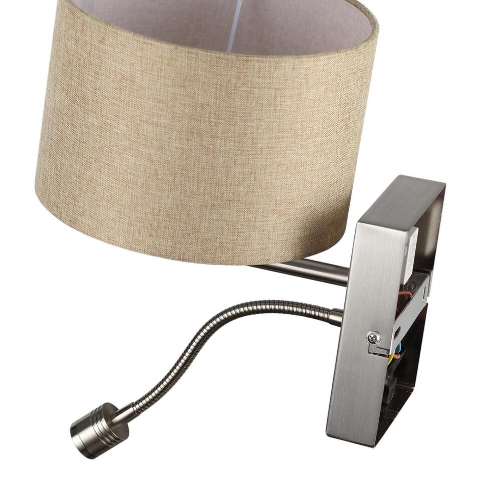 Фото №10  LUMION 8250/2W MODERNI LN26 527  никель/бежевый, металл/текстиль бра Е14 40W+ LED 3W 4000K 220V NIKKI