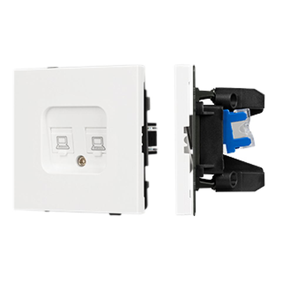 Фото №1  Розетка Arlight Механизм компьютерной розетки двойной SCT-TENDO-MPC2-SFPL-WH (RJ-45, CAT6) ( Матовый белый)