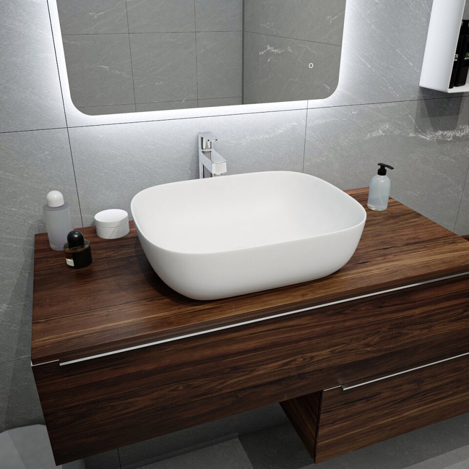 Фото №13  Раковина Teymi Раковина Solli 50 artceramic, накладная, Белая Матовая T50390