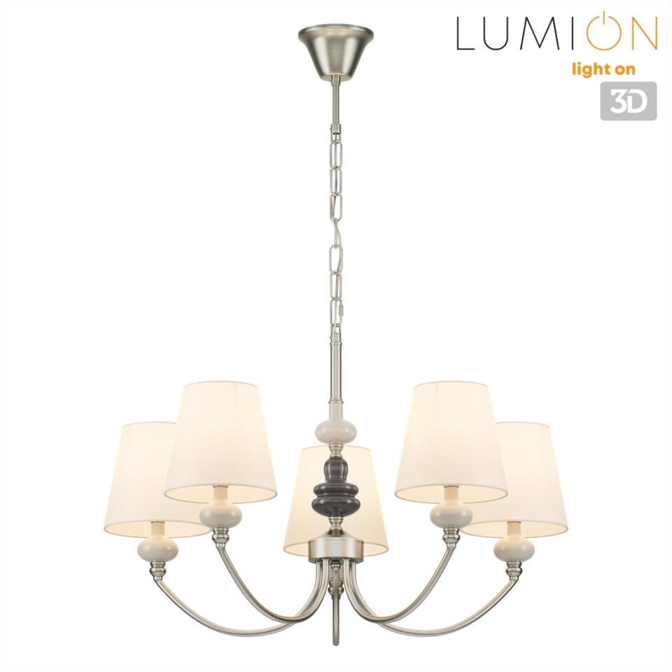 Фото №9  Люстра LUMION 8283/5 CLASSI LN26 051 никель/белый, металл/керамика/текстиль Люстра Е14 5*40W 220V KENTUKI