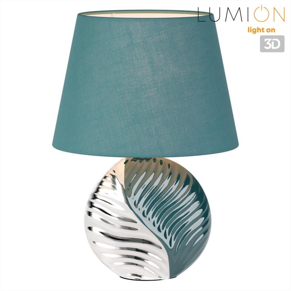 Фото №7  Настольная лампа LUMION 8140/1T MODERNI LN26 491 бирюзовый/серебро, керамика/текстиль Настольная лампа Е27 1*60W 220V TAPALA