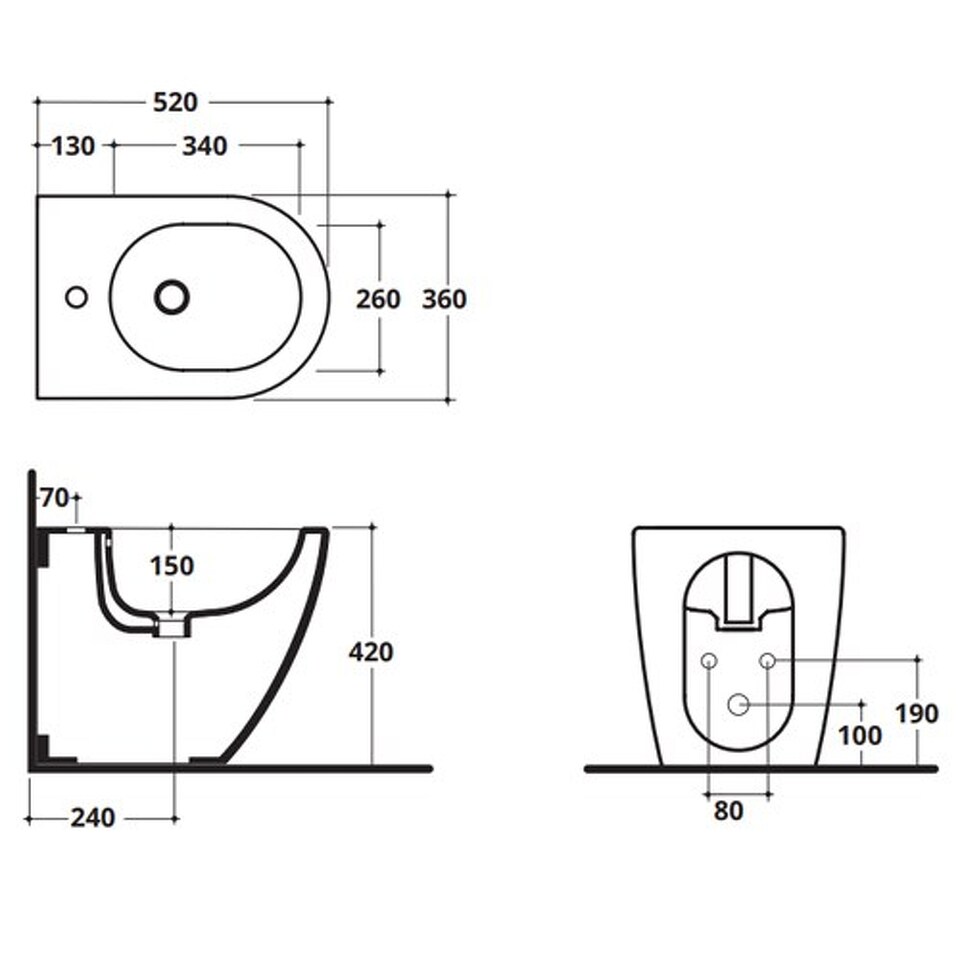 Фото №4  Биде 40372R Althea Cover Rimless Plus+Ton биде напольное 52x36 см  Матовое железо Plus-Ton®