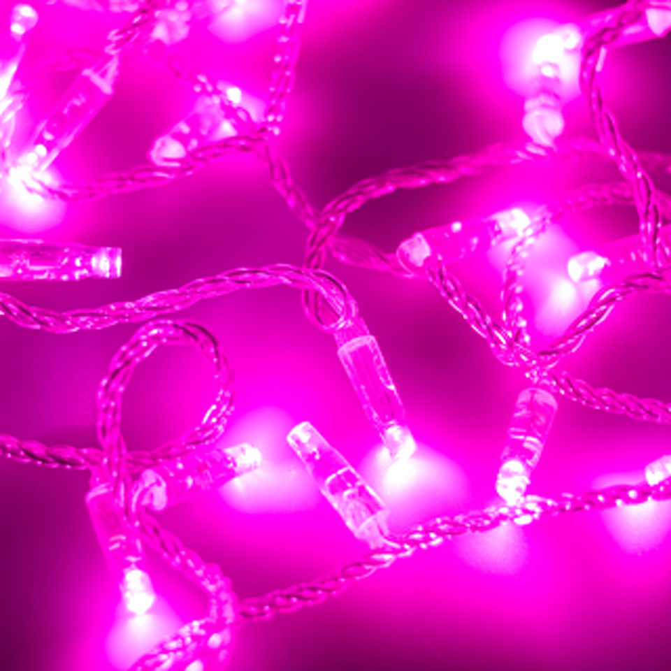 Фото №1  Ardecoled Светодиодная гирлянда ARD-STRING-CLASSIC-10000-CLEAR-100LED-FLASH PINK (230V, 7W) ( IP65)