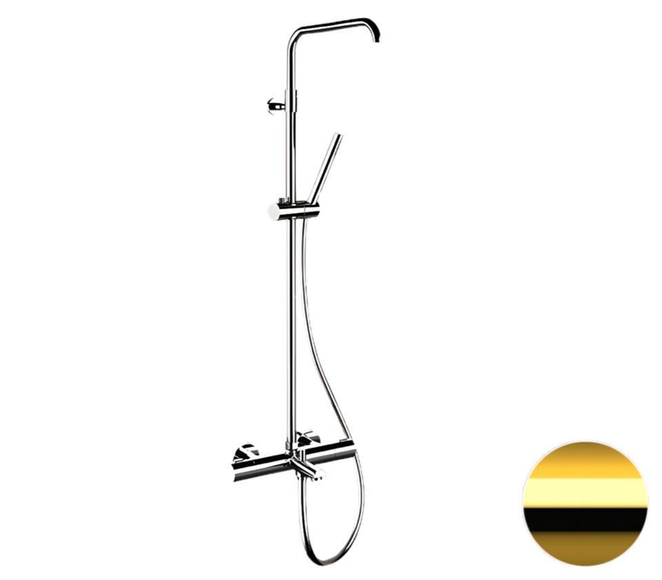 Фото №2  Душевая система термостатическая с изливом Remer Elegance EQ34A7MMSSOFDO, золото глянцевое