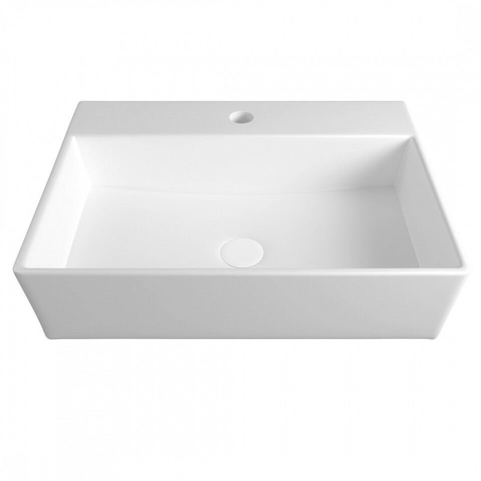 Фото №13  Раковина Teymi Раковина Aina 56 накладная с полочкой под смеситель, белая