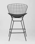 Превью фото №6  Стул полубарный с низкой спинкой Bertoia черный с черной подушкой