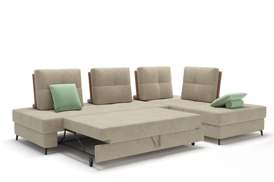 Фото №6  Диван Top concept Риф диван-кровать угловой замша бежевый